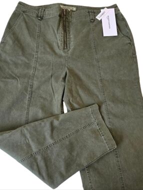 NWT Amazon Dark Olive Barrel Leg Ankle Chino Pants Size 16